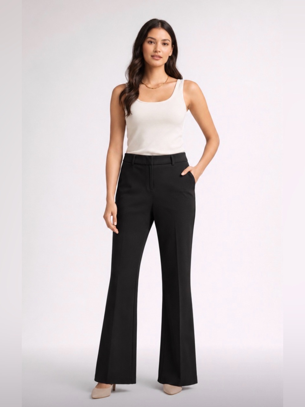 Grace Dane Lewis Classic Black Boot-Cut Dress Pants 566